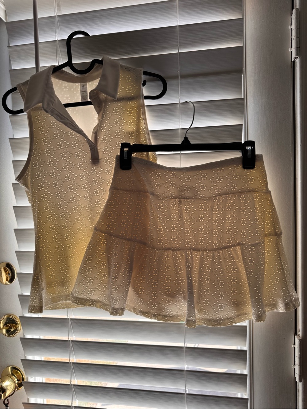 Kyodan Cream Eyelet Tiered Skater Skirt